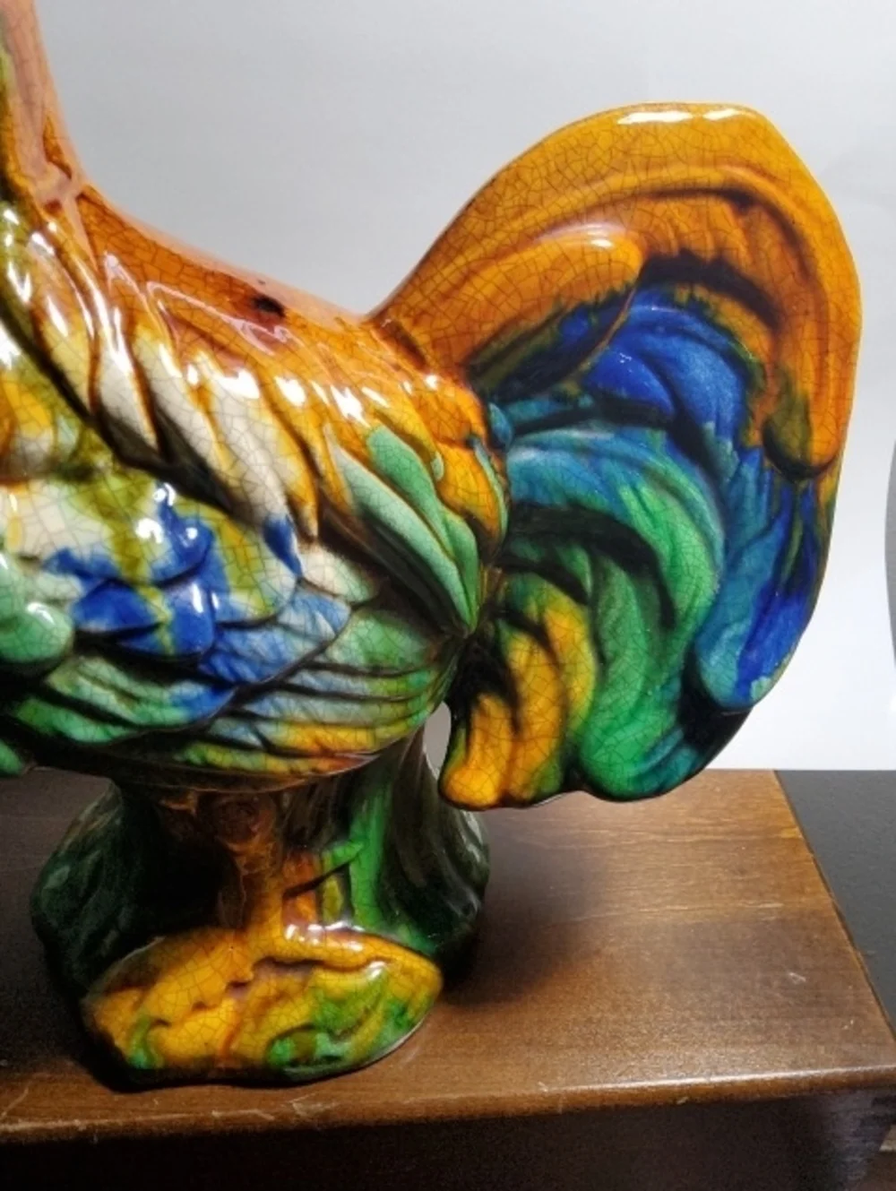 Vintage Majolica roster statue vintage majolica